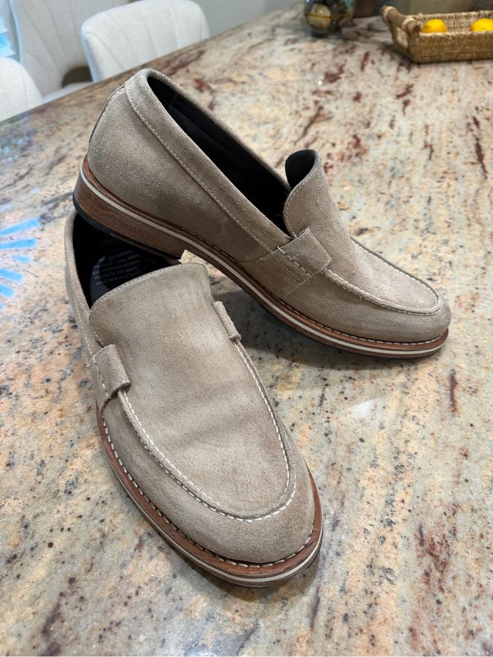 Men's Helm Suede Penny Loafers in Taupe - Casual Dress Slip-Ons Size 12